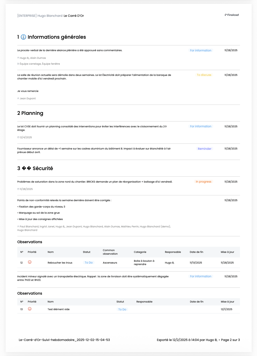 pdf de l'application finalcad pour les compte rendu de réunion de chantier