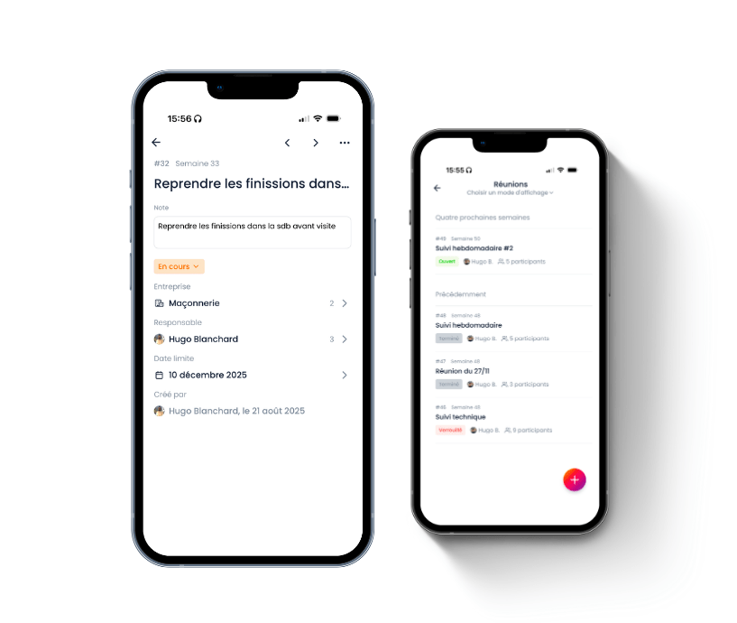 capture de l'application chantier Finalcad - compte rendu de réunion
