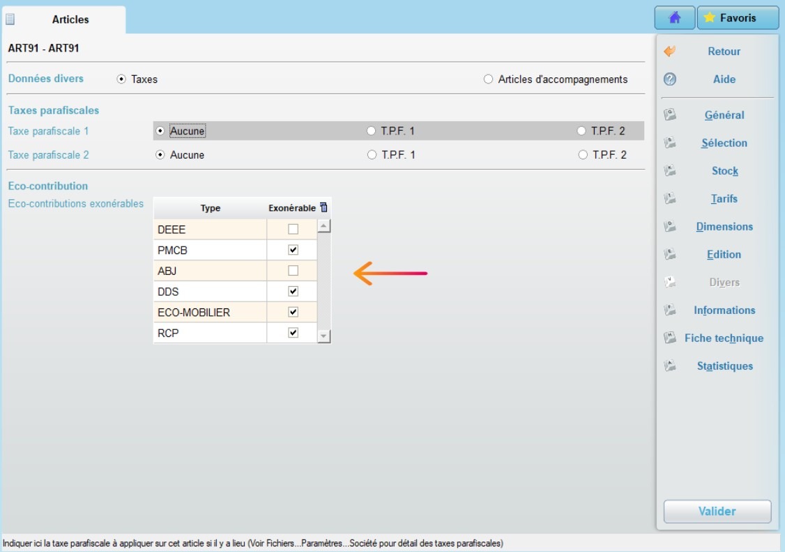 capture logiciel onaya negoce - liste des éco contribution