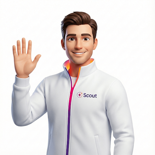 Scout, l'avatar 3D du chatbot d'intelligence artificielle d'Orisha Construction pour l'accompagnement logiciel des professionnels du BTP.